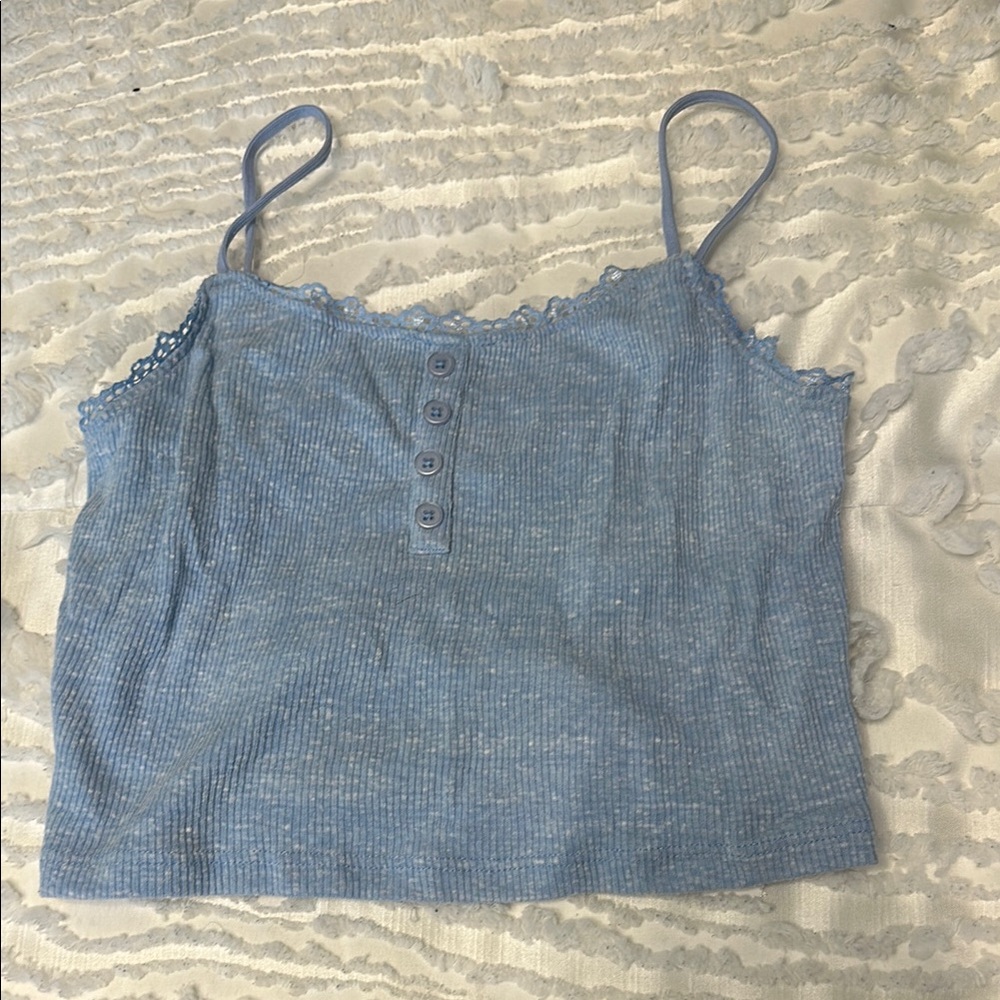 Blue Ribbed Camisole Top